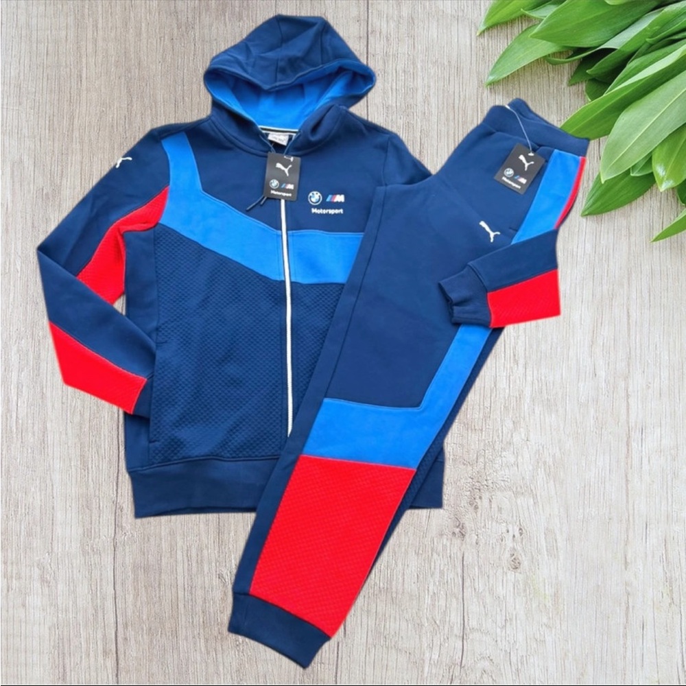 (NWT) Puma Men’s BMW Sport Full Zip Hoodie & Pant Set, Medium  (MSRP $190.00)